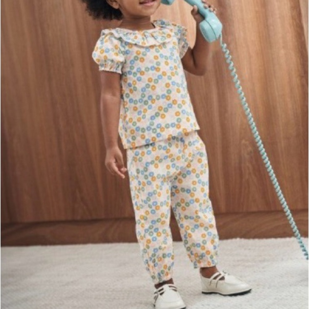 Hanna Andersson Tiny Blossoms Baby Poplin Ruffle Set